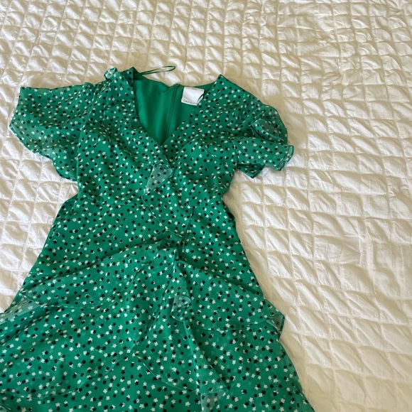 C/MEO Collective Loyalties Green Ruffled Wrap Mini Dress - Picture 6 of 13